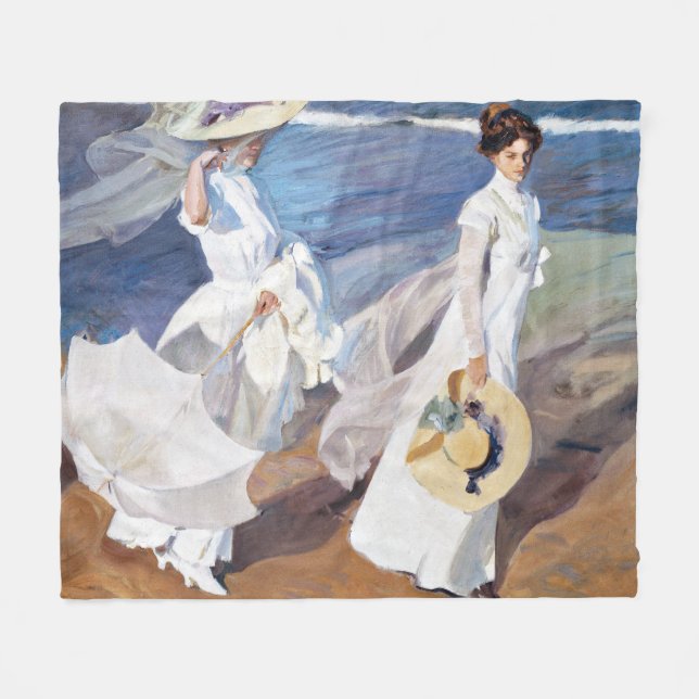 Strolling along the Seashore by Joaquin Sorolla Fleece Blanket (Front (Horizontal))