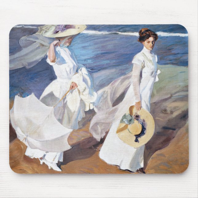 Strolling along the Seashore by Joaquin Sorolla Mouse Mat (Front)