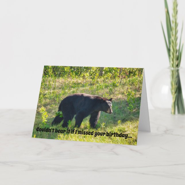 Strolling Black Bear Birthday Card (Front)