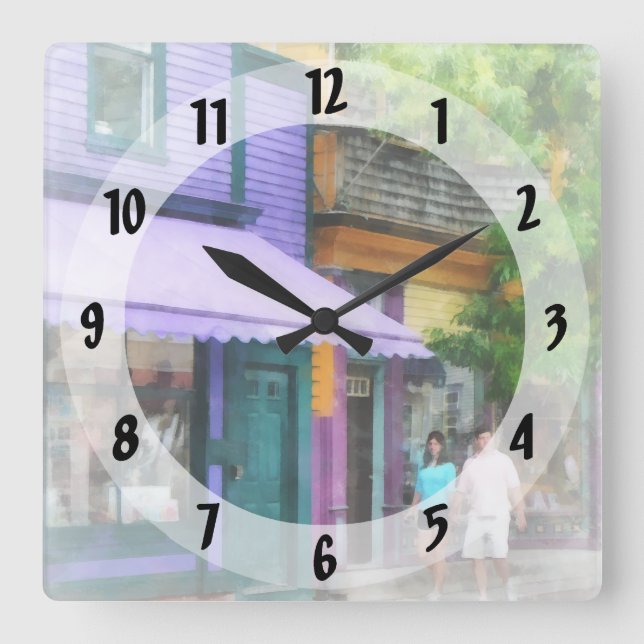 Strolling Down Thames Street Newport RI Square Wall Clock (Front)