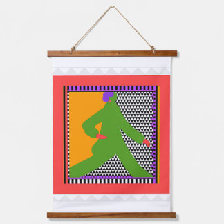 Strolling Figure In Green Hanging Tapestry