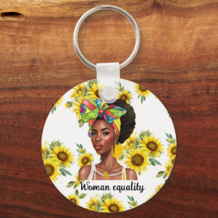 Strong african bla k woman ,woman equality day key ring