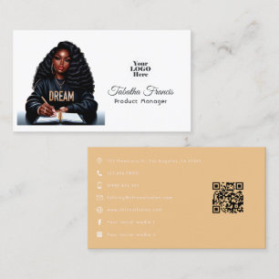 Strong Afro Black Woman Leadership Design Business Card