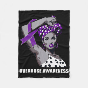 Strong Afro Mom Overdose Awareness Fleece Blanket