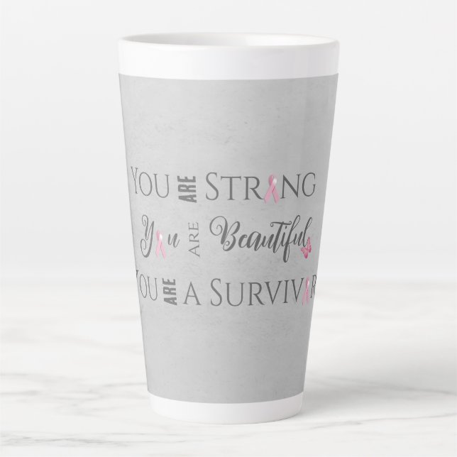 Strong and Beautiful | Breast Cancer Survivor Latte Mug (Front)