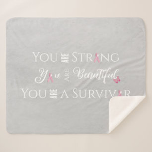 Strong and Beautiful   Breast Cancer Survivor Sherpa Blanket