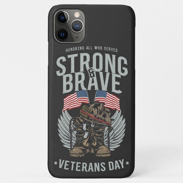 Strong And Brave Veterans Day USA Flag Case-Mate iPhone Case (Back)