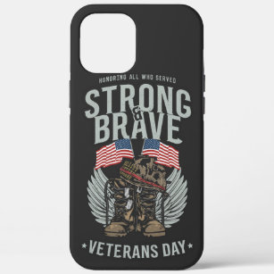 Strong And Brave Veterans Day USA Flag Case-Mate iPhone Case