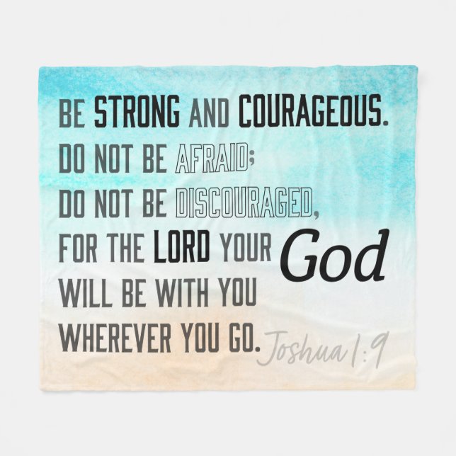Strong and Courageous Joshua 1:9 Bible Fleece Blanket (Front (Horizontal))