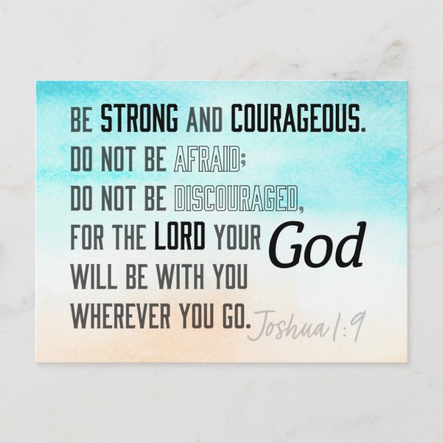 Strong and Courageous Joshua 1:9 Bible Verse Postcard (Front)