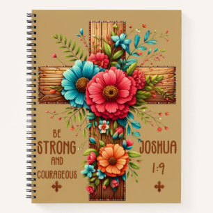 Strong and Courageous Joshua 1:9 Christian Notebook