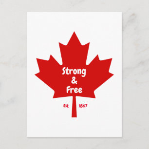  "Strong and Free" Maple Leaf  Postcard