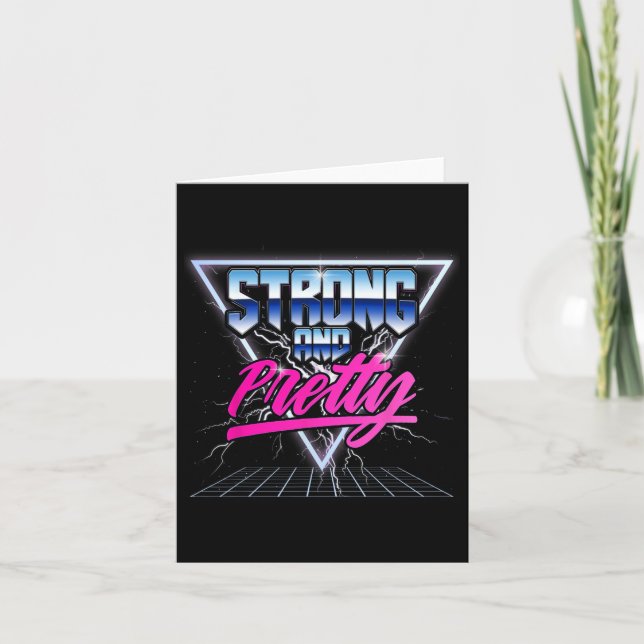Strong And Pretty 90s 80s Vaporwave Bodybuilding G Card (Front)