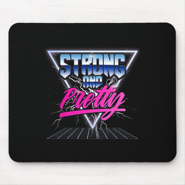 Strong And Pretty 90s 80s Vaporwave Bodybuilding G Mouse Mat (Front)