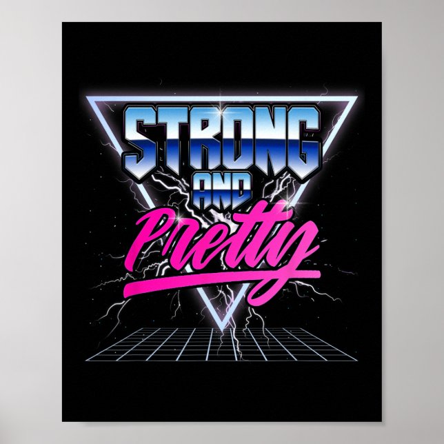 Strong And Pretty 90s 80s Vaporwave Bodybuilding G Poster (Front)