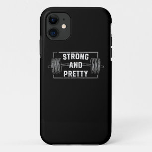 Strong And Pretty Funny Gym Quotes Tank Top iPhone 11 Case