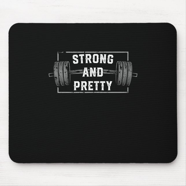Strong And Pretty Funny Gym Quotes Tank Top Mouse Mat (Front)