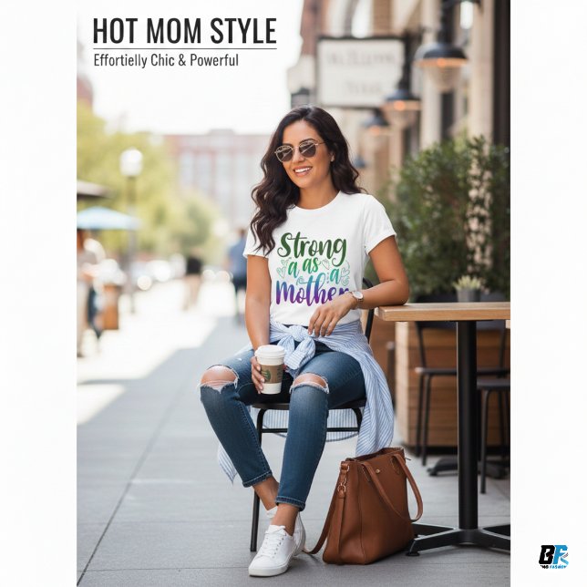 Strong as a Mother Black Modern Script T-Shirt (Creator Uploaded)