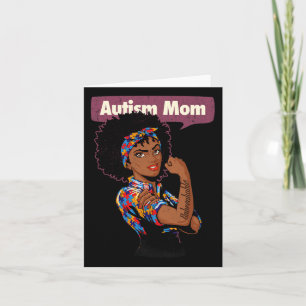 Strong Autism Mum Awareness Afro Mother Black Woma Card