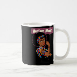 Strong Autism Mum Awareness Afro Mother Black Woma Coffee Mug