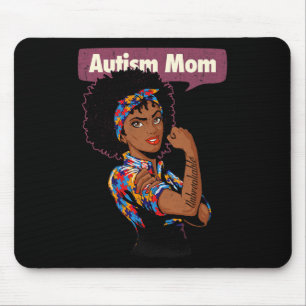 Strong Autism Mum Awareness Afro Mother Black Woma Mouse Mat