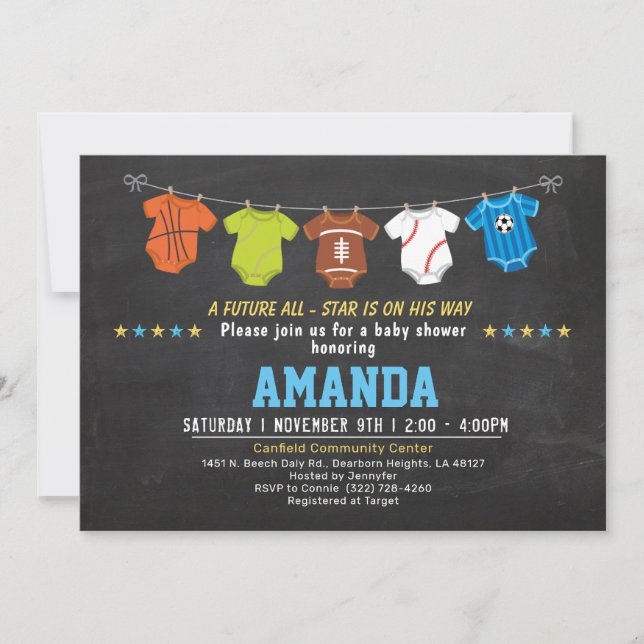 Strong baby Sport baby shower invitation (Front)