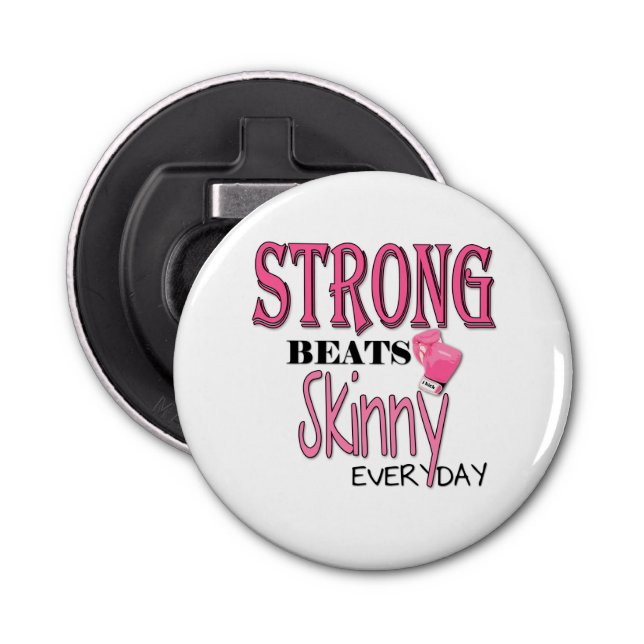 STRONG BEATS Skinny everyday! Pink Boxing Gloves Bottle Opener (Front)