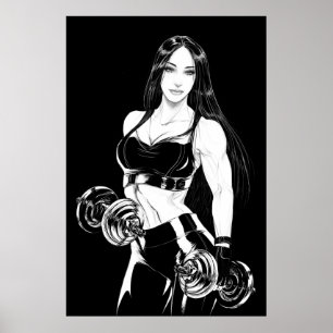 Strong & beautiful gym girl workout fitness Poster