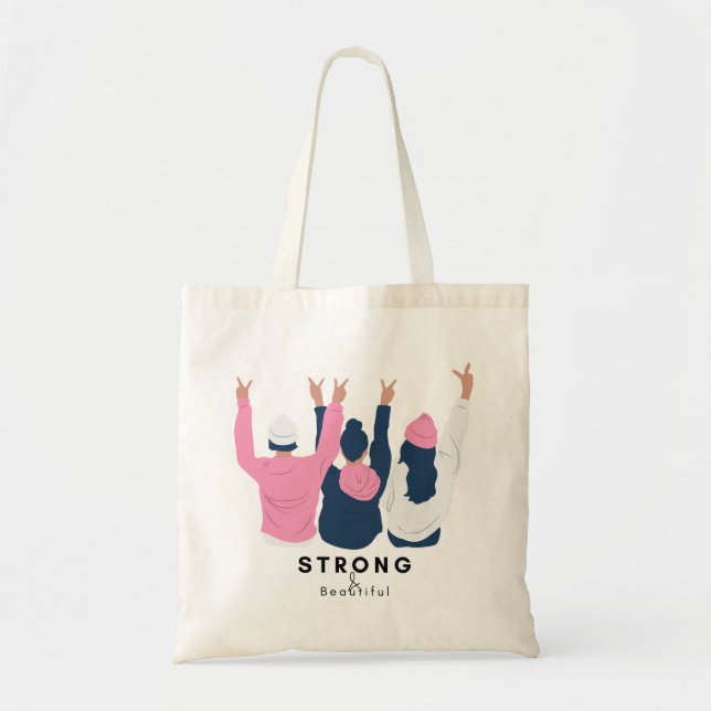 Strong & Beautiful Inspirational Quote 3 Women Tote Bag (Front)