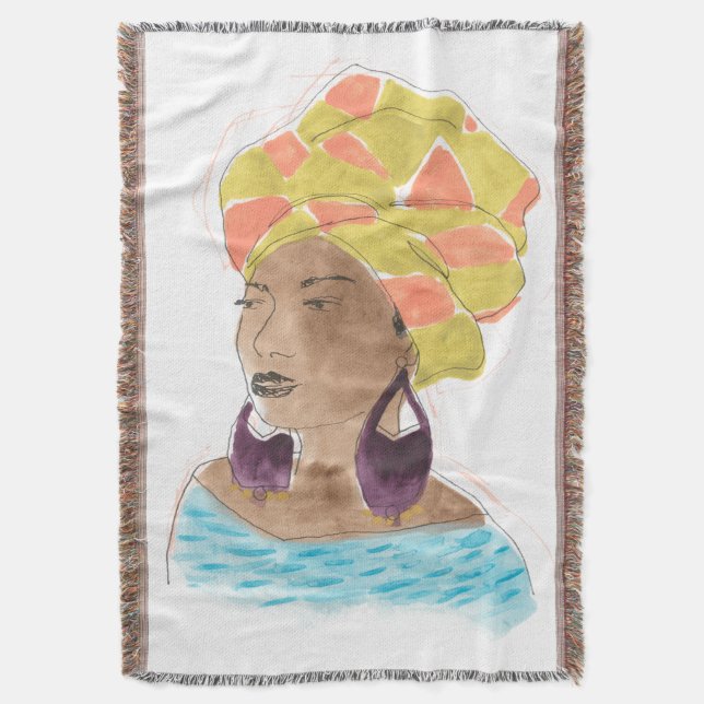 Strong & Beautiful Lady Throw Blanket (Front Vertical)