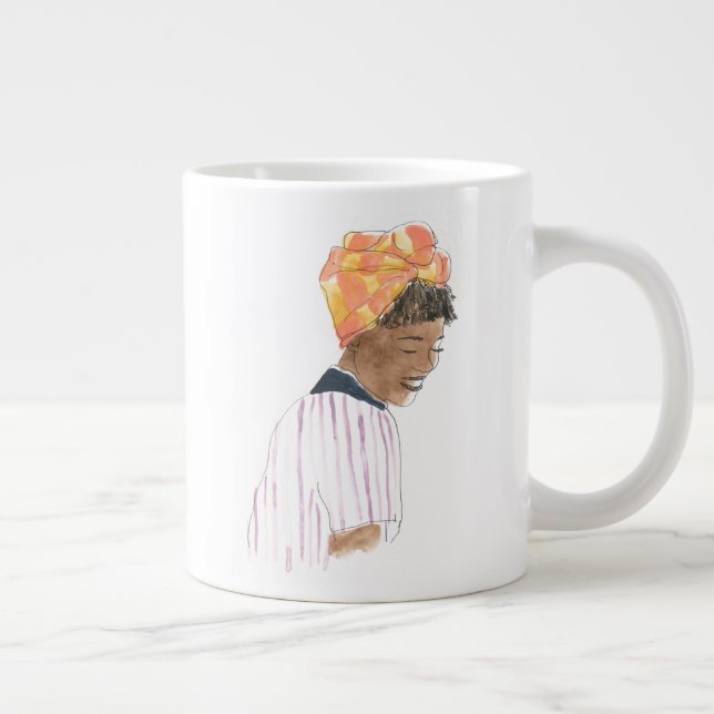 Strong & Beautiful Woman Smiling Large Coffee Mug (Right)