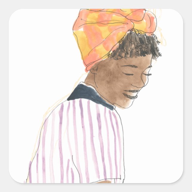 Strong & Beautiful Woman Smiling Square Sticker (Front)