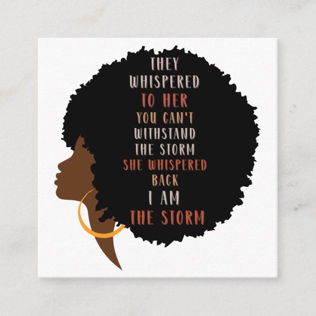 Strong Black Afro Woman Black History Enclosure Card (Front)