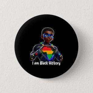 Strong black history king with pride and powerful 6 cm round badge