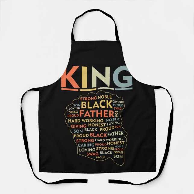 Strong Black King African American Natural Afro Apron (Front)