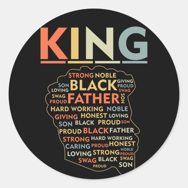 Strong Black King African American Natural Afro Classic Round Sticker (Front)