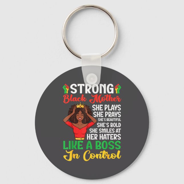 Strong Black Mother Queen African American History Key Ring (Front)