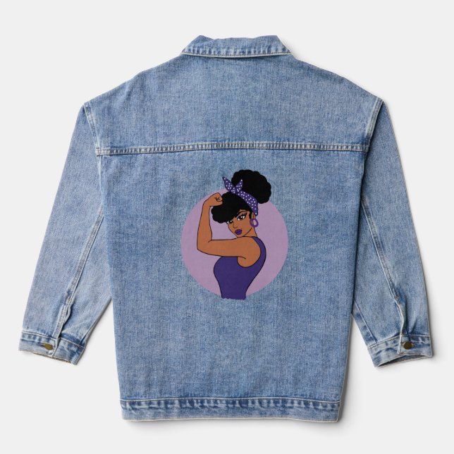Strong Black Woman Denim Jacket (Back)