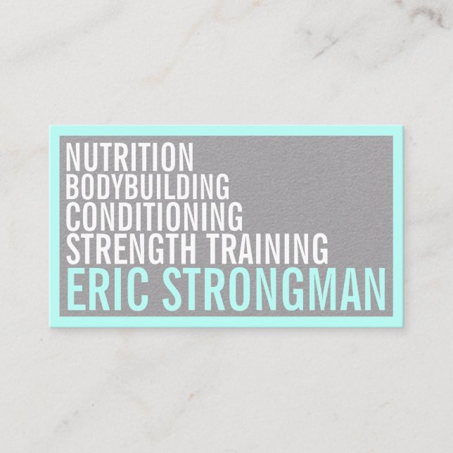 Strong bold style framed cyan grey business card (Front)