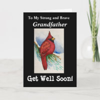 Strong Brave Grandfather Get Well Cardinal