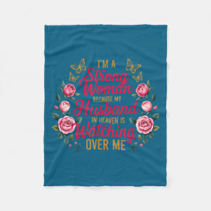 Strong Butterfly Memorial Husband Widow Design Fleece Blanket