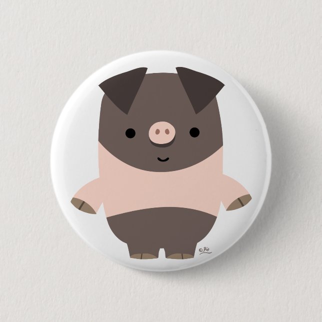 Strong Cartoon Pig button badge (Front)