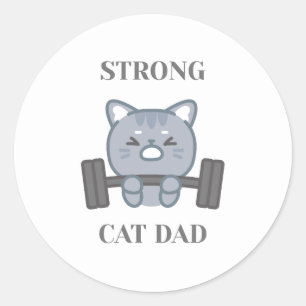 Strong Cat Dad Classic Round Sticker