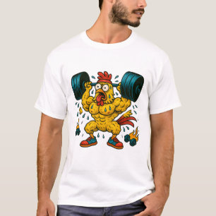 Strong Chicken Lifting Weights T-Shirt