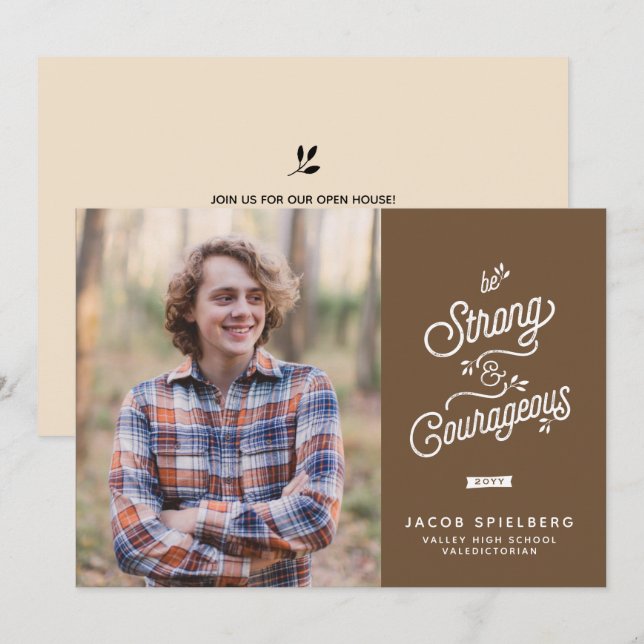 Strong & Courageous Graduation Announcement (Front/Back)