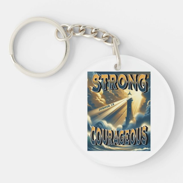 Strong Courageous Joshua 1:9 Key Ring (Front)