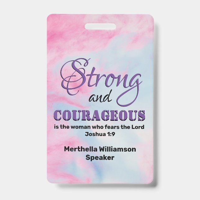 STRONG COURAGEOUS WOMAN Christian Conference ID Badge (Front)