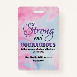 STRONG COURAGEOUS WOMAN Christian Conference ID Badge