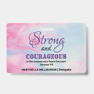 STRONG COURAGEOUS WOMAN Christian Conference ID Badge