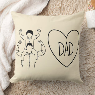 Strong Dad Shoulder Ride Heart Outline Cushion